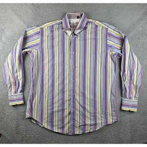 Robert Graham Shirt Mens 2XLT Blue Green Striped Classic Fit